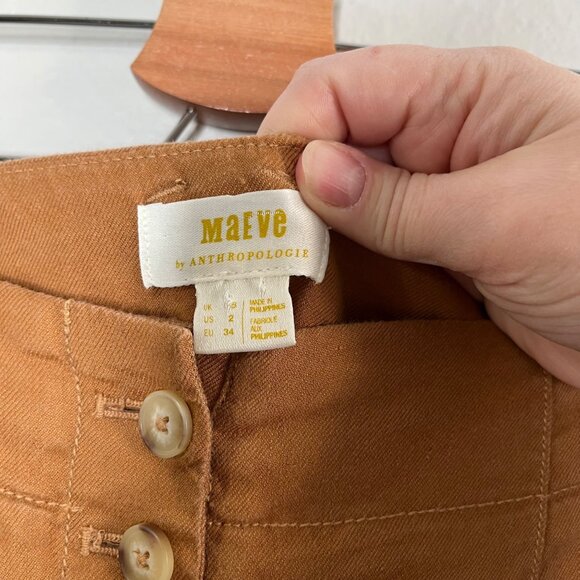 Maeve By Anthropologie Womens Relaxed Leg Trouser Pants Linen Blend Size 2 - Picture 4 of 13